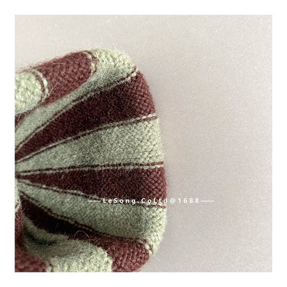 ベビー帽子 ストライプ ぽんぽん ピエロ ニットキャップ【mh0011835】