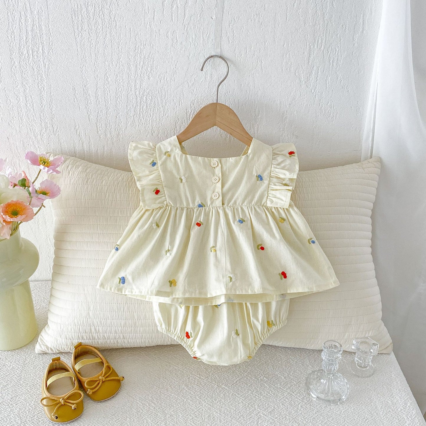Floral Ruffle Vest Bloomers Set ノースリーブチュニック ブルマ セット【mh0013427】