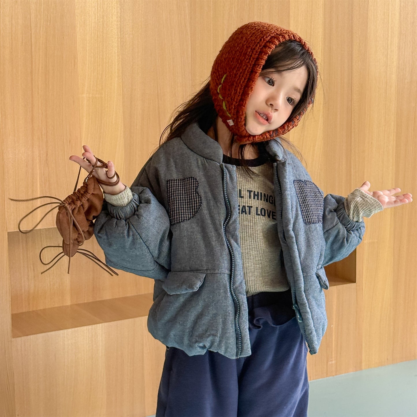 パッチワークブルゾン 中綿ジャケット コート【mh0011918】