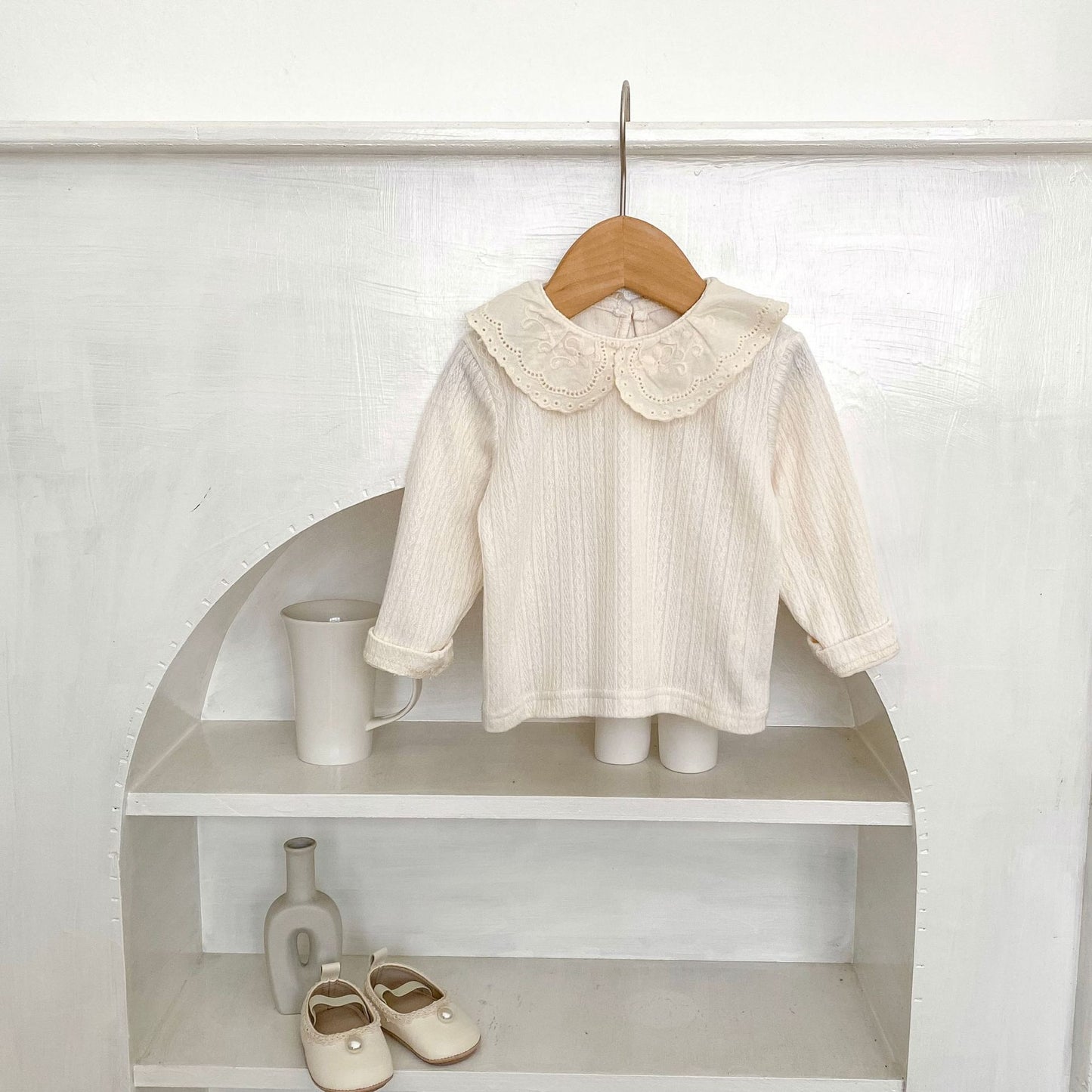 -ビッグフリルレース襟長袖Tシャツ【mh0010855】 - mamahalo shop - 長袖Tシャツ -  べビー服 - 子供服 - 男の子 - 女の子