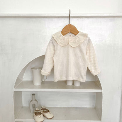 -ビッグフリルレース襟長袖Tシャツ【mh0010855】 - mamahalo shop - 長袖Tシャツ -  べビー服 - 子供服 - 男の子 - 女の子