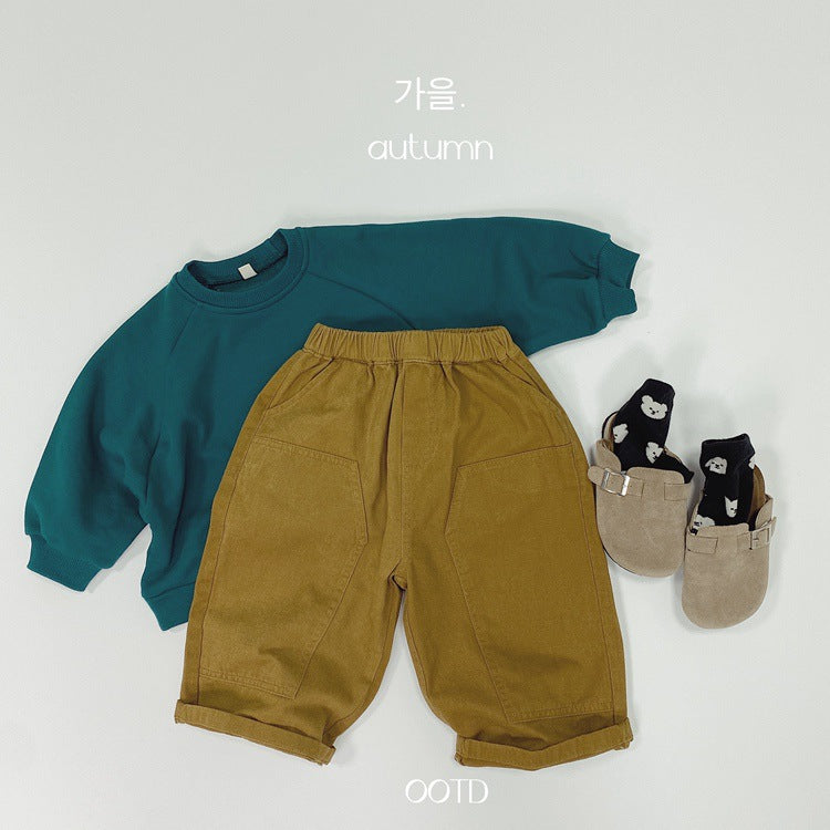 キッズ パッチワーク ルーズ ワークパンツ【mh0013928】