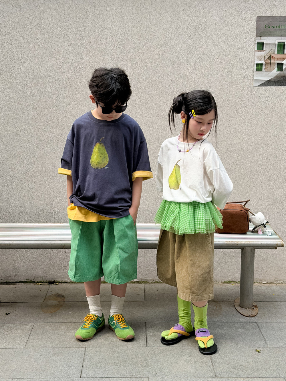 Pear Graphic Cotton Tee 洋梨 プリント半袖Tシャツ【mh0013525】