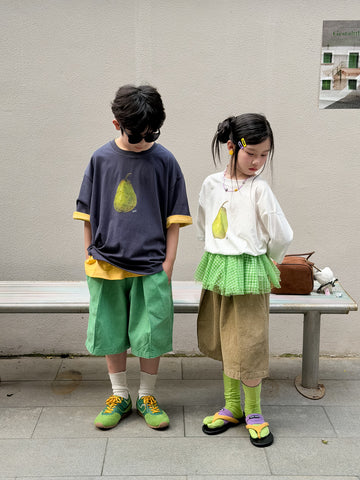 Pear Graphic Cotton Tee 洋梨 プリント半袖Tシャツ【mh0013525】