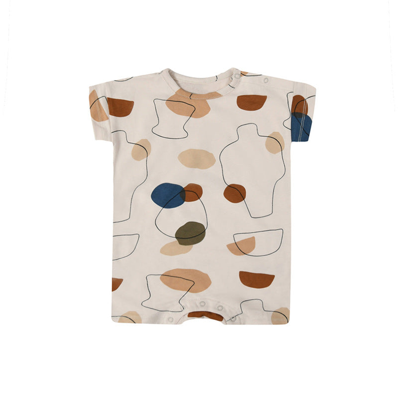 Abstract Geometric Print Romper 幾何学 ロンパース【mh0013602】