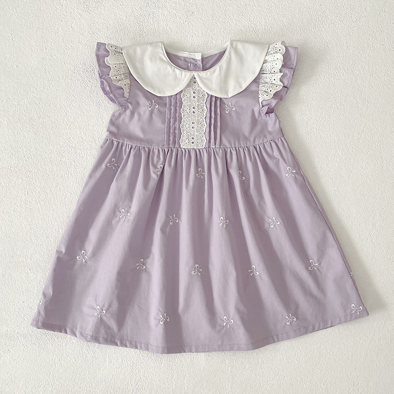 Bow Embroidery Ruffle Romper Dress ラッフル ロンパース ワンピース【mh0013161】