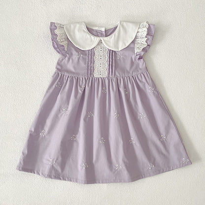 Bow Embroidery Ruffle Romper Dress ラッフル ロンパース ワンピース【mh0013161】