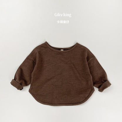 Bamboo Cotton Long Sleeve Crew Neck Top 【mh0012559】