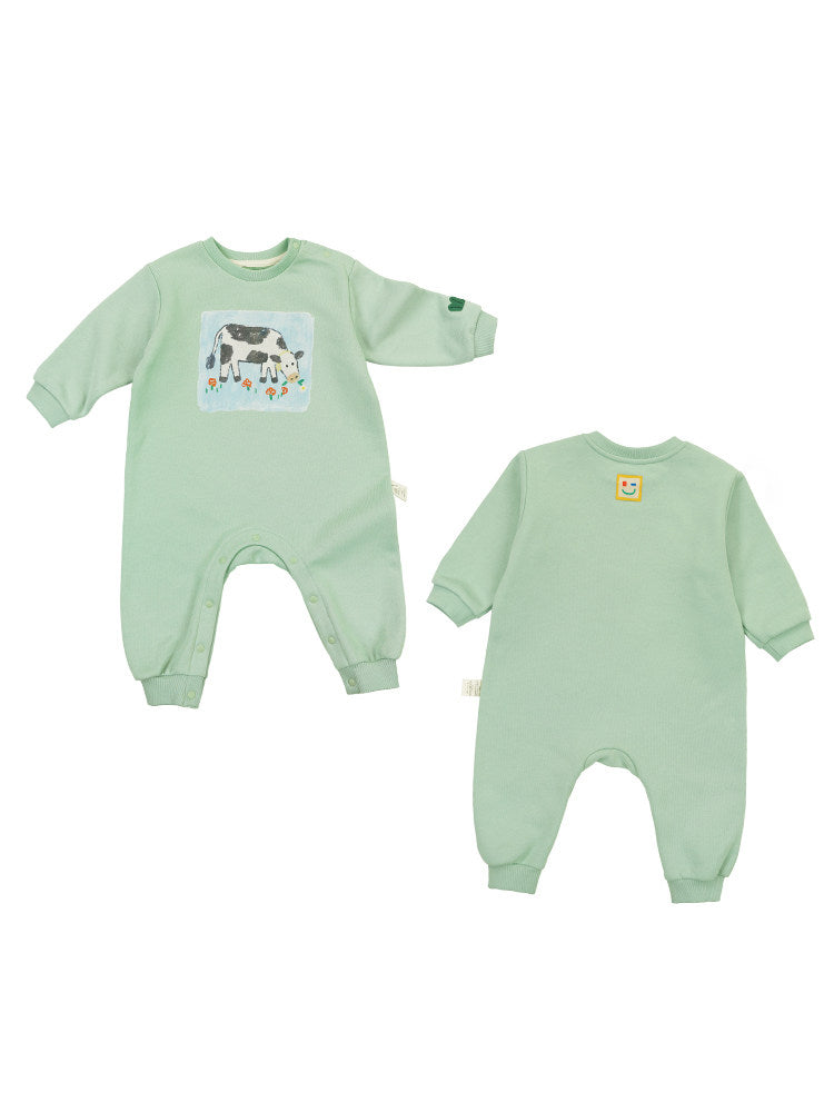 Mameluco estampado holgado con forro polar para bebé [mh0014193]