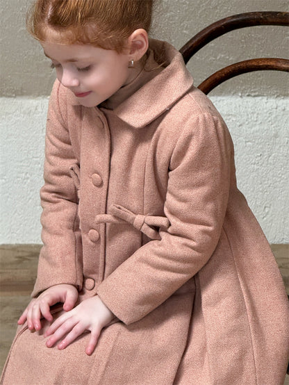 ウールコート ミディ丈 Aライン 襟付き リボンベルト ドレッシー【mh0011622】