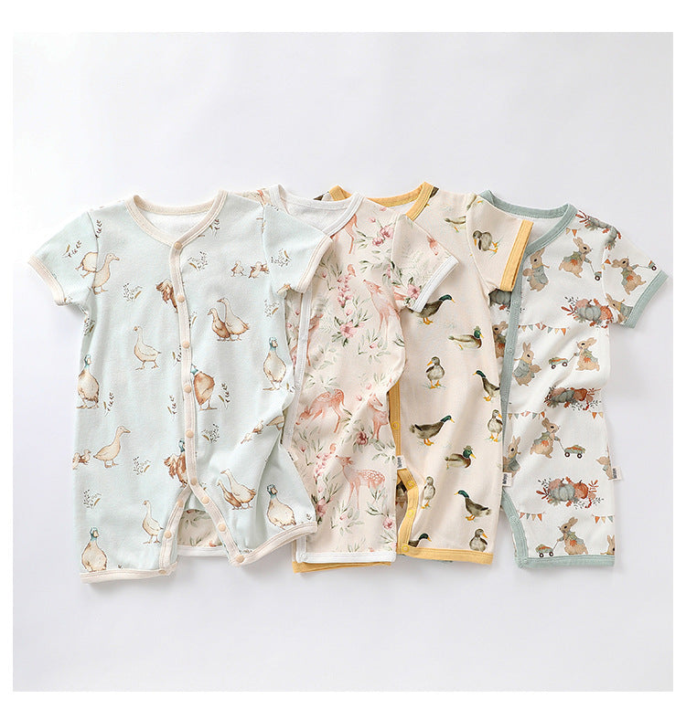 Animal Pattern Snap Button Short Sleeve Romper アニマル 半袖ロンパース【mh0013609】
