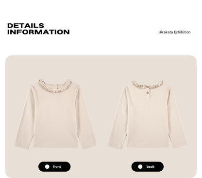 -長袖Tシャツ フリル襟 丸首 無地 カットソー ブラウス風【mh0011311】 - mamahalo shop - 長袖Tシャツ -  べビー服 - 子供服 - 男の子 - 女の子