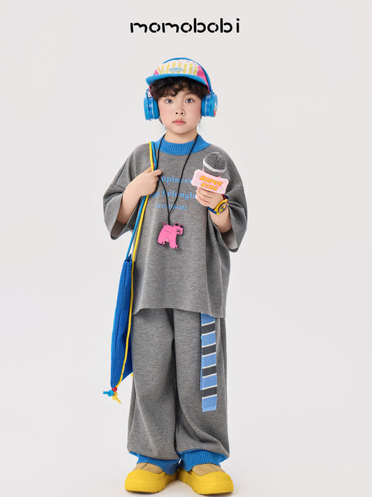 Contrast Rib Tee Long Pants ロゴTシャツ ロングパンツ セット【mh0013008】