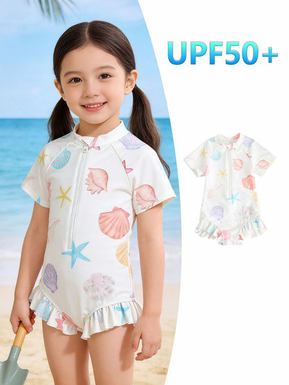 UPF50 Plus Shell Printed Short Sleeve One-piece シェルプリント 半袖 水着【mh0012605】