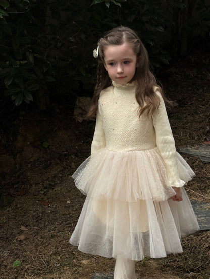 Kids' Tulle Tiered Ruffle Sleeveless Dress【mh0014578】