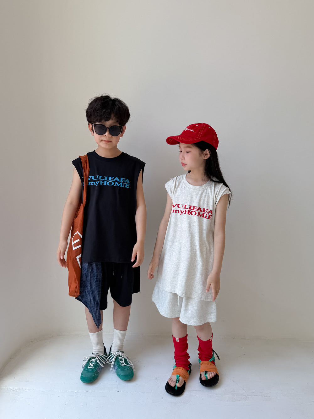 Sporty Lettering Sleeveless Shorts Set ロゴ ノースリーブTシャツ ハーフパンツ セット【mh0013535】