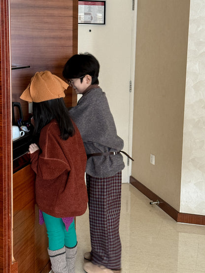 スウェットシャツ キッズ 裏起毛 厚手 クルーネック 無地 ルーズフィット トップス【mh0011683】