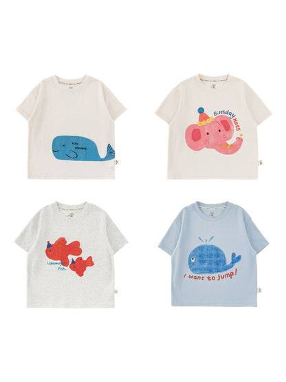 Cute Animal Graphic Cotton T-shirt アニマル プリント コットン Tシャツ【mh0012741】