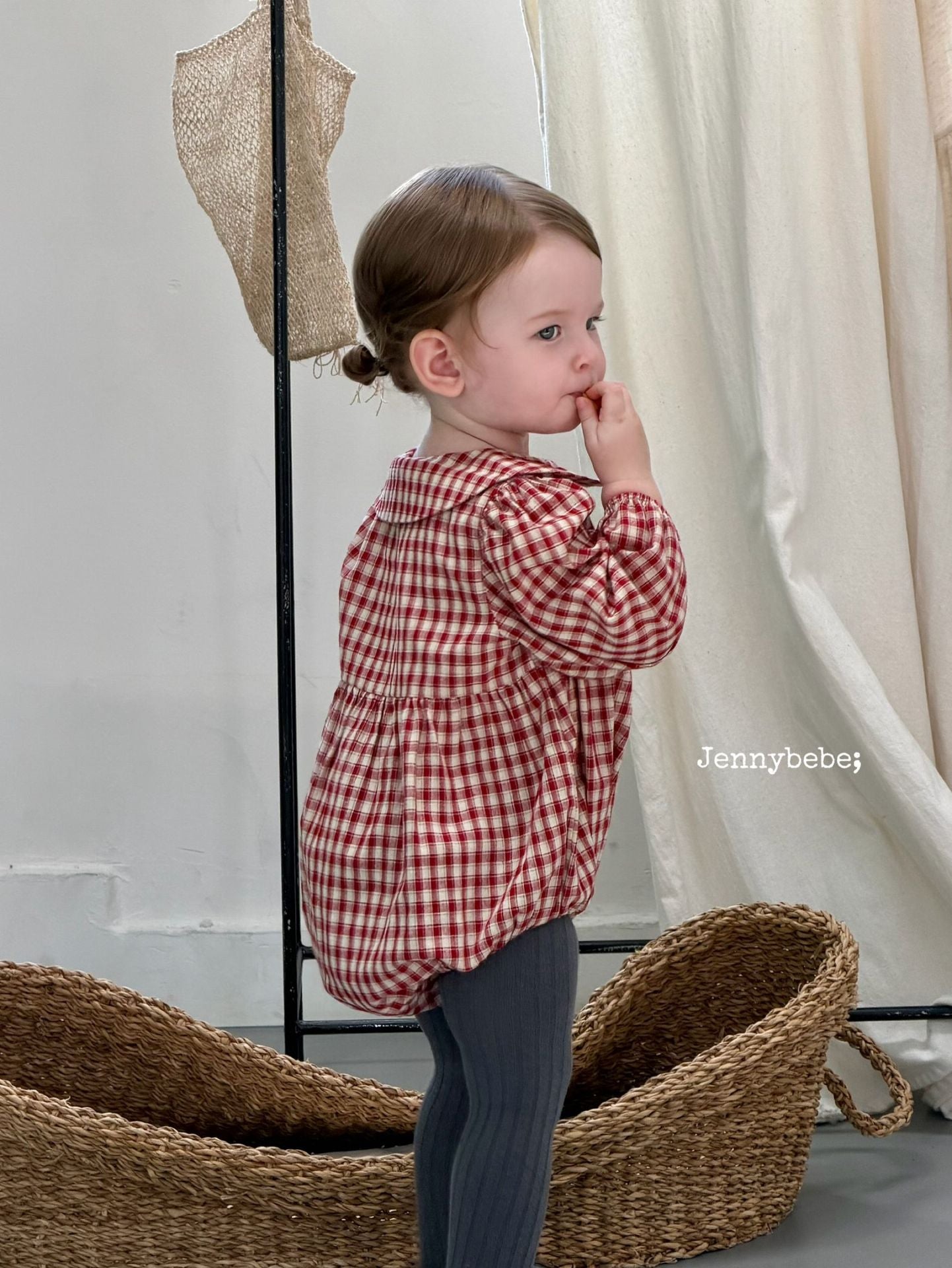 Baby Plaid Peter Pan Collar Long Sleeve Romper [mh0013888]