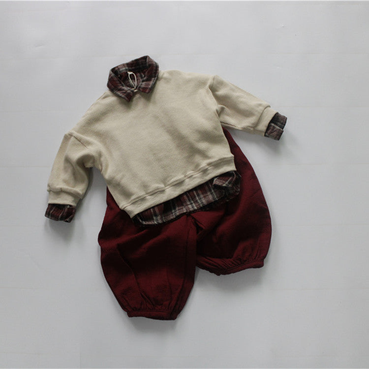 Kids Waffle Dolman Sleeve Loose T-Shirt [mh0001887]