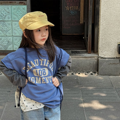 -ロゴプリントベストドッキング長袖Tシャツ スウェット【mh0010806】 - mamahalo shop - 長袖Tシャツ -  べビー服 - 子供服 - 男の子 - 女の子