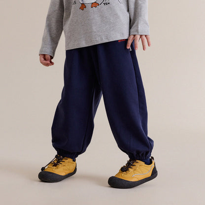 キッズ ジョガースウェットパンツ（ネイビー）ワイドなシルエットで裾リブ