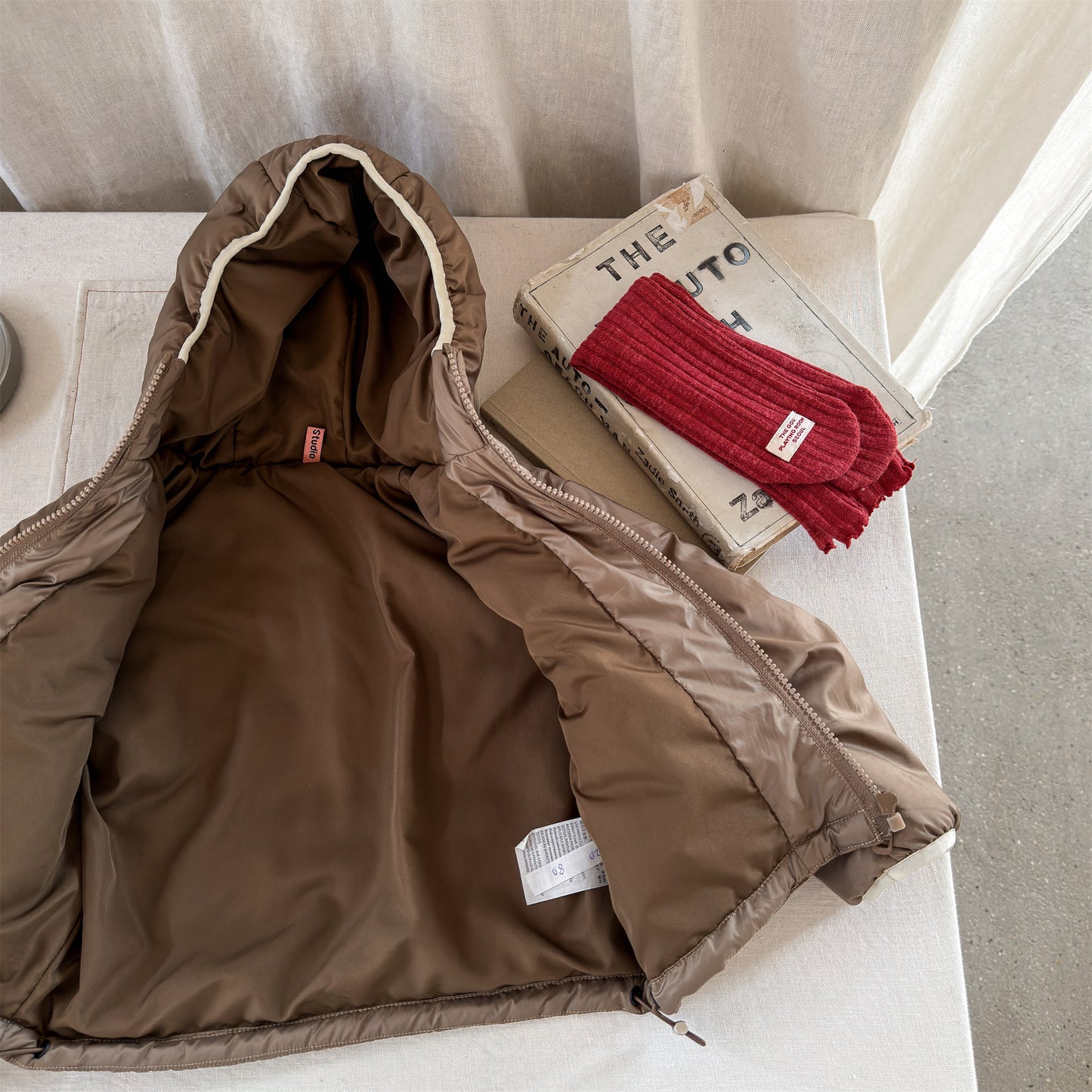 中綿フーディブルゾンジャケット 無地/ドット アウターコート【mh0011915】