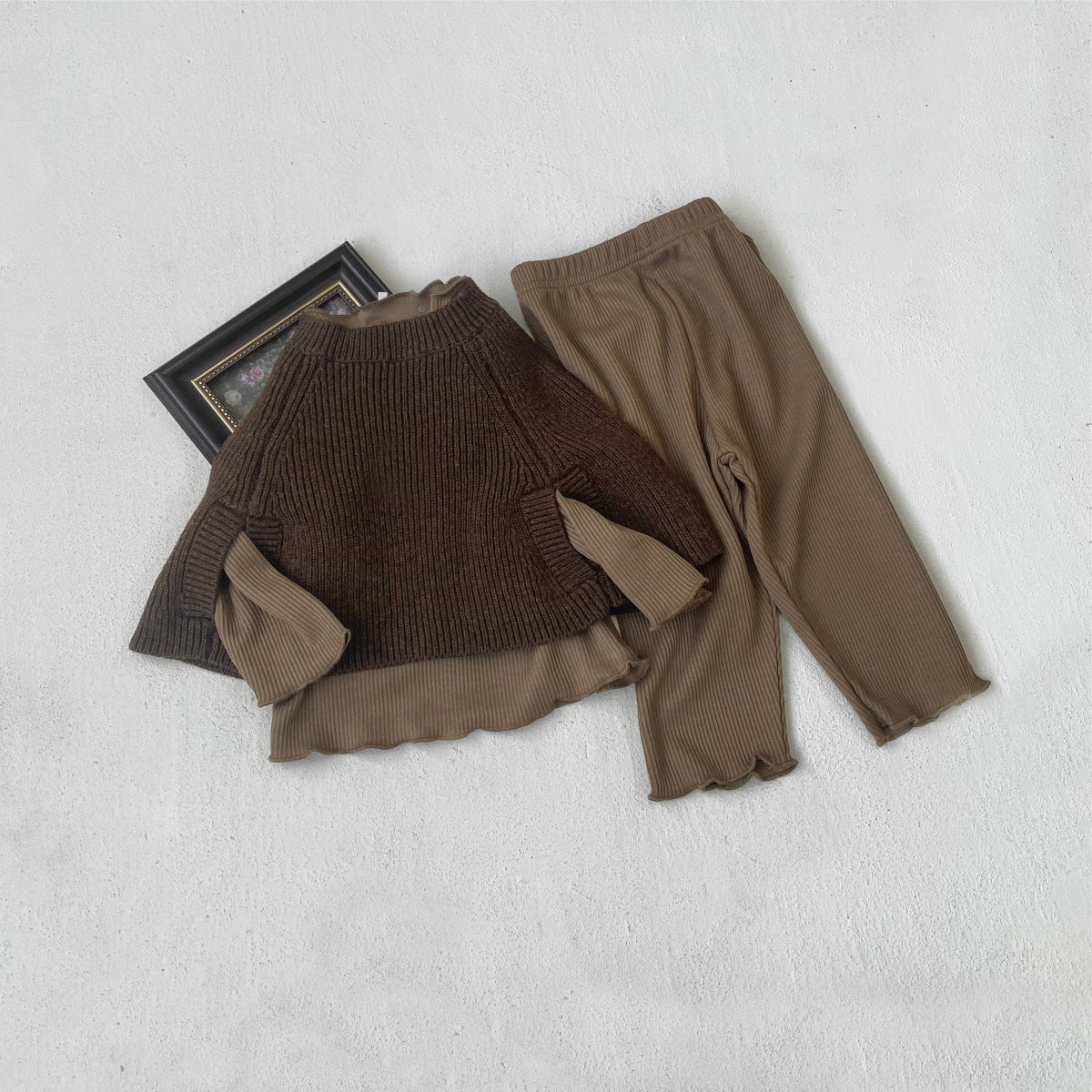 -ニットポンチョ マント リブ編み ハイネック 袖穴付き アウター【mh0011370】 - mamahalo shop - カーディガン・パーカー -  べビー服 - 子供服 - 男の子 - 女の子