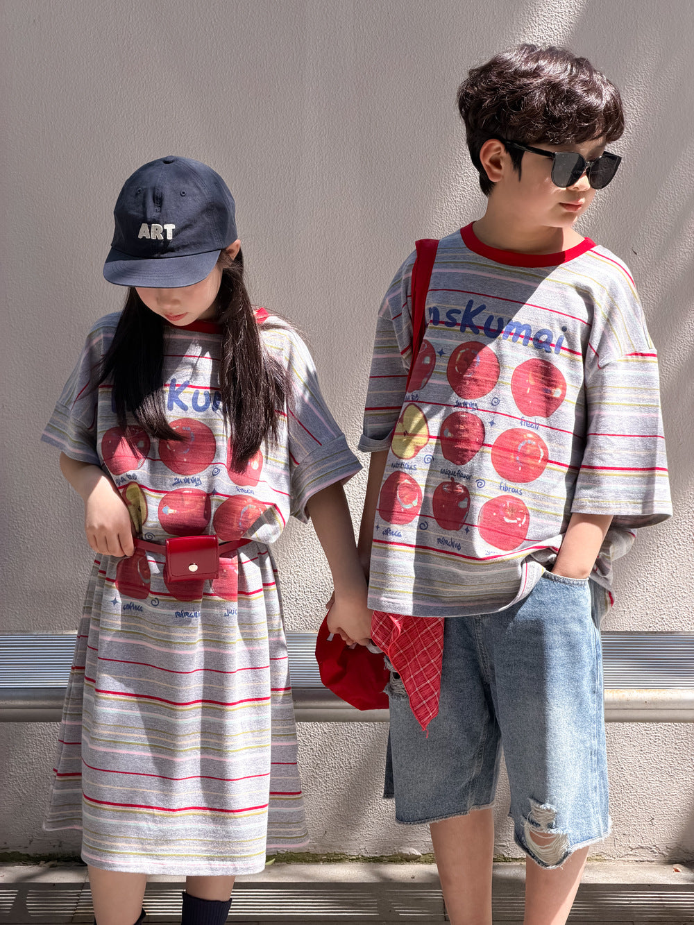 Apple Print Short Sleeve T-Shirt Dress リンゴプリント 半袖Tシャツ 半袖ワンピース【mh0013529】