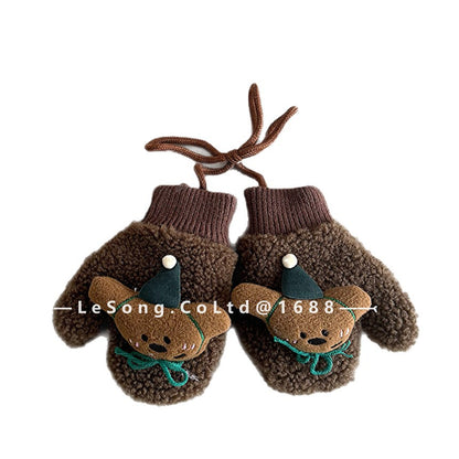 ベビーキッズ手袋 ミトン 指なし フリース アニマルアップリケ【mh0011827】