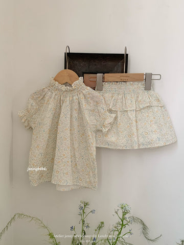 Floral Cotton Blouse Culottes Set 花柄 コットン ブラウス キュロット セット【mh0012548】