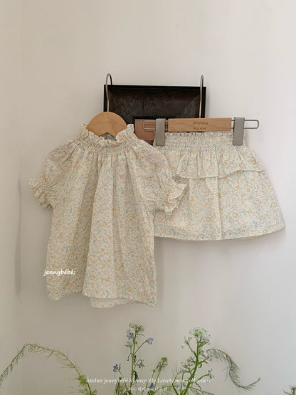 Floral Cotton Blouse Culottes Set