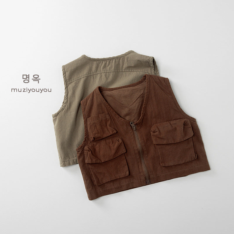 -ビッグポケットフィッシャーマンベスト【mh0010878】 - mamahalo shop - ベスト -  べビー服 - 子供服 - 男の子 - 女の子