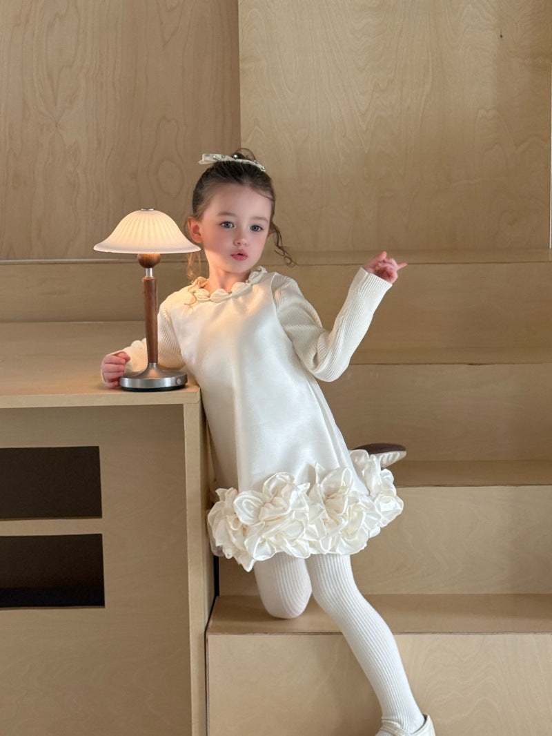 Kids' 3D Floral Ruffled Hem Sleeveless Dress [mh0014083]