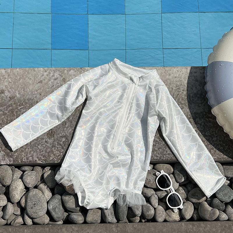 Mermaid Scale Shiny One-Piece Swimwear マーメイド 長袖ワンピース水着【mh0013346】