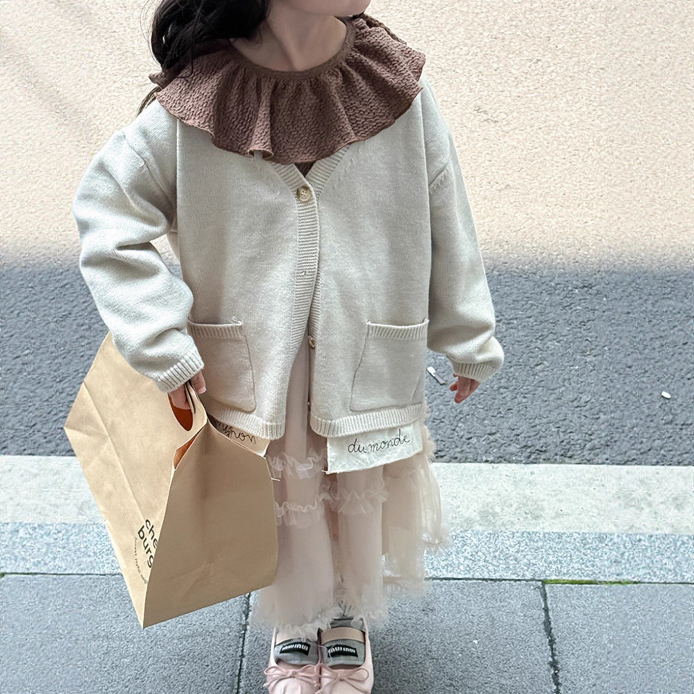 -ニットVネックシンプルカーディガン【mh0011028】 - mamahalo shop - カーディガン・パーカー -  べビー服 - 子供服 - 男の子 - 女の子