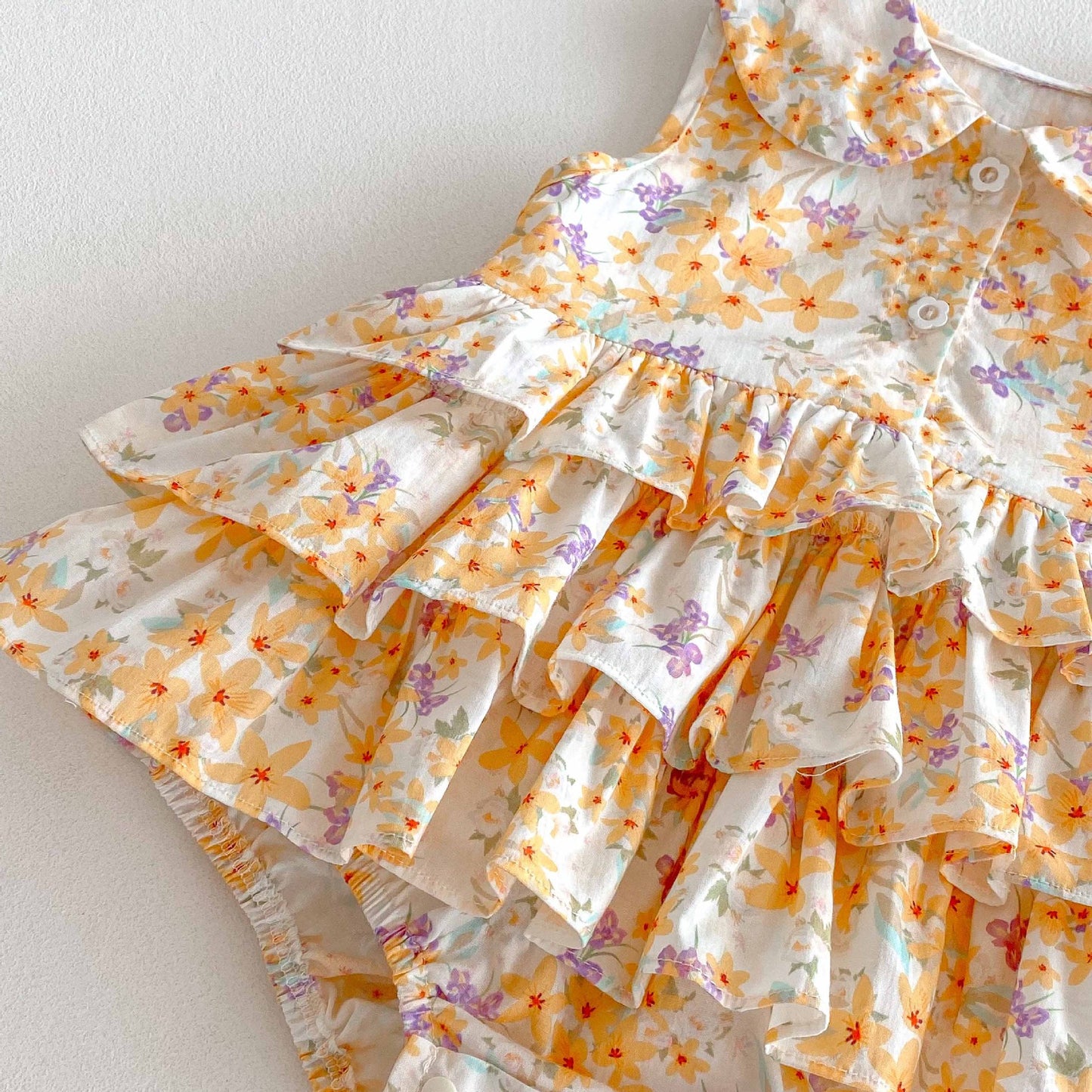 Floral Tiered Ruffle Sleeveless Romper 小花柄 ノースリーブロンパース【mh0013439】