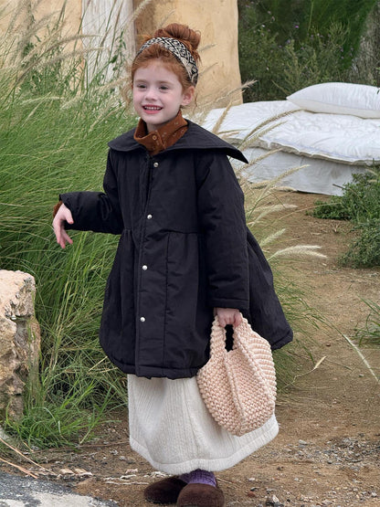 ミドル丈コート ラペル襟 キルティング Aライン 中綿入り アウター【mh0011732】