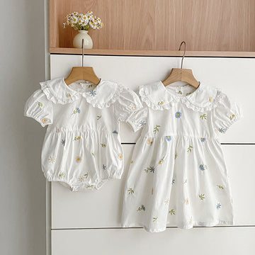 Floral Puff Sleeve Romper Dress パフスリーブ ロンパース ワンピース【mh0013167】