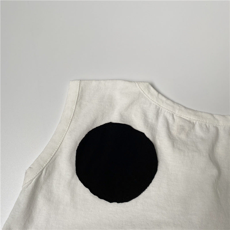 Geometric Back Patch Tank Top まるパッチ ノースリーブトップス【mh0013637】