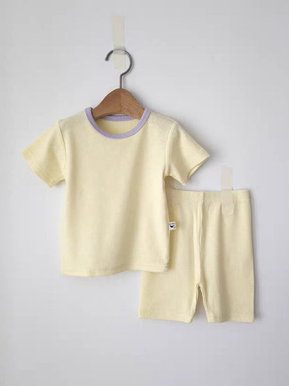 Crew Neck Short-Sleeve T-shirt Shorts Set Daily Short Sleeve T-shirt Shorts Set [mh0013277]
