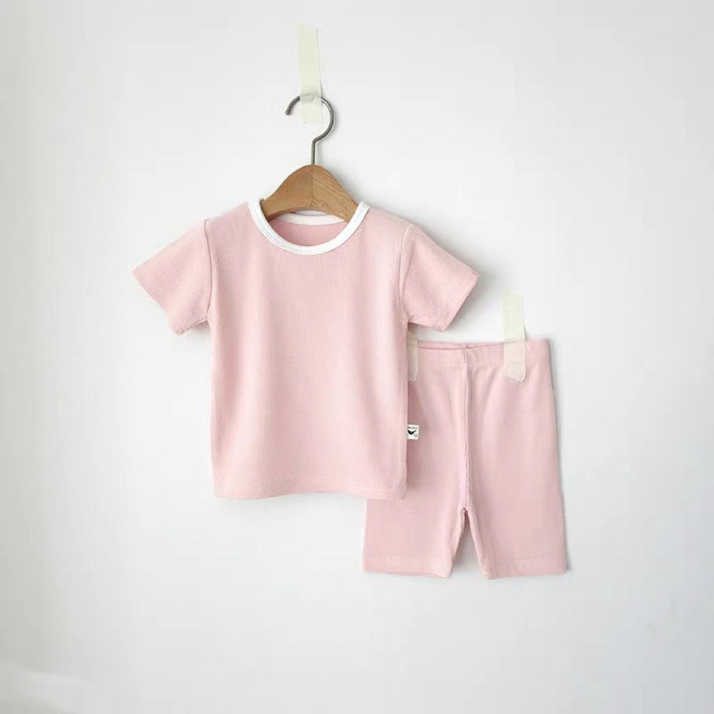 Crew Neck Short-Sleeve T-shirt Shorts Set Daily Short Sleeve T-shirt Shorts Set [mh0013277]