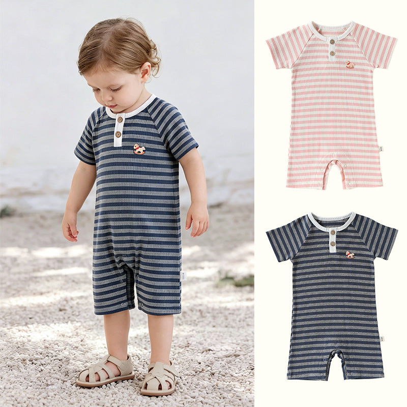 Stripe Short Sleeve Romper ボーダー 半袖ロンパース【mh0013032】