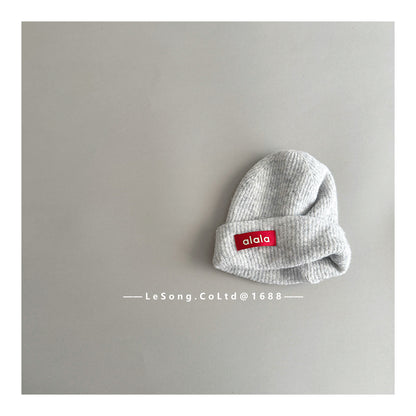 キッズ帽子 ロゴタグ ニットキャップ シンプル ビーニー【mh0011815】