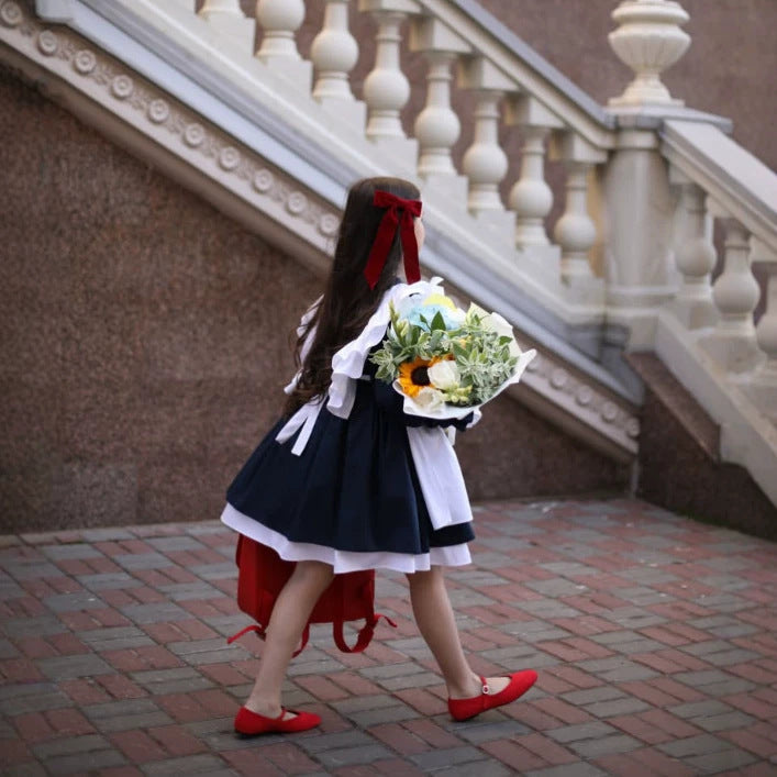 Vestido lolita de algodón para niña con chaleco de hada estilo JK, vestido de encaje para primavera/otoño de 2027 【mh0014743】