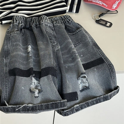 Distressed Denim Shorts ダメージデニム ハーフパンツ【mh0012938】