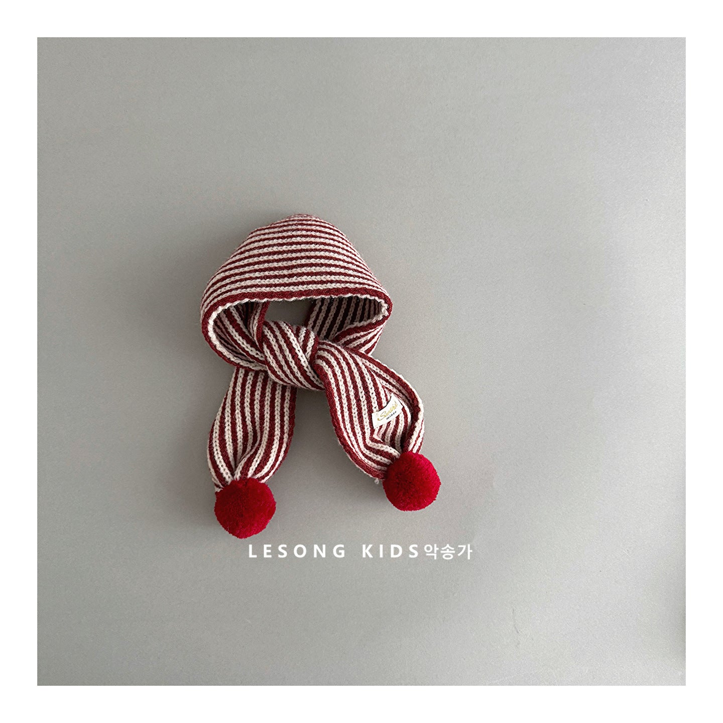 Kids' Striped Pom-Pom Knit Scarf, Winter Neck Warmer [mh0011596]