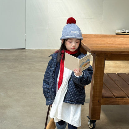 中綿フーディブルゾンジャケット 無地/ドット アウターコート【mh0011915】