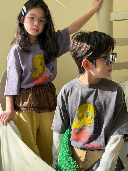 Bird Print Cotton T-shirt バード プリント 半袖Tシャツ【mh0012513】
