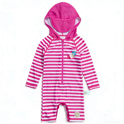 One-piece Hooded Sun-protection Swimsuit プリント フード付き長袖水着【mh0013318】